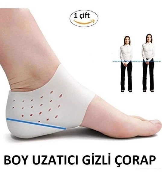 Gizli Topuk Boyu Yükseltici Silikon Çorap 4 cm