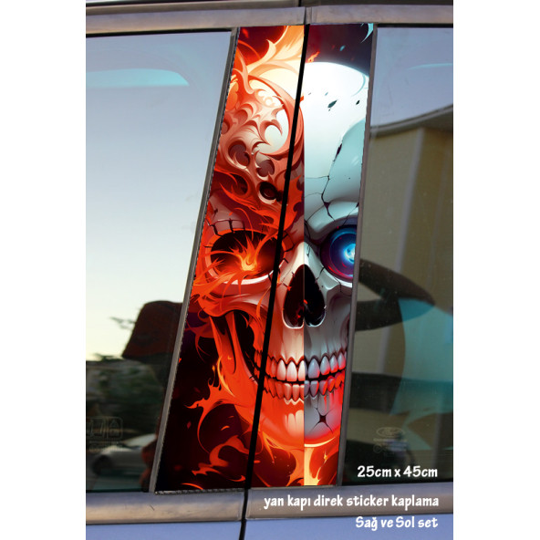 terminatör robot - yan kapı direk kaplama folyosu - 2 adet sol sağ sticker set
