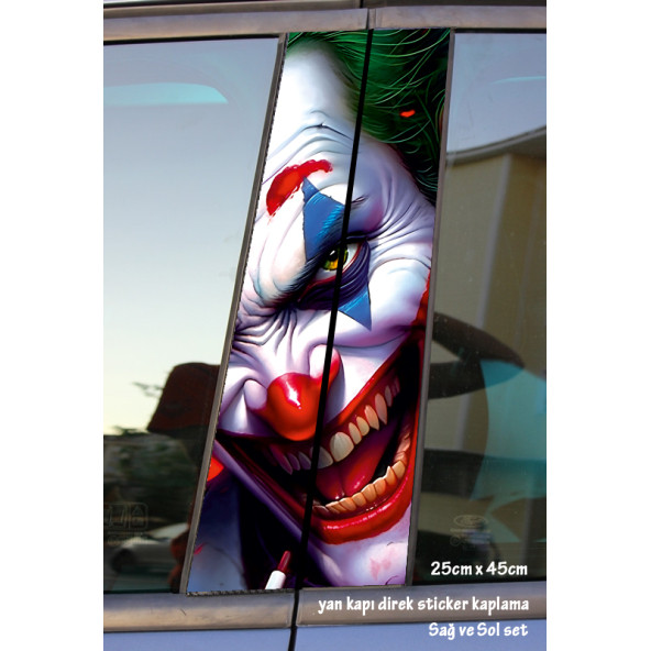 joker gülen surat psikopat- yan kapı direk kaplama folyosu - 2 adet sol sağ sticker set