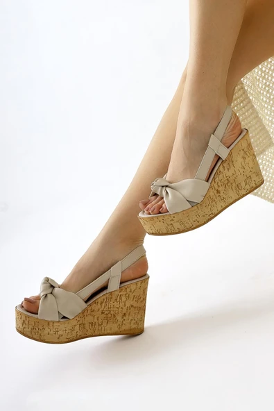 Feles Dolgu Mantar Taban Kadın Sandalet - Resim 3