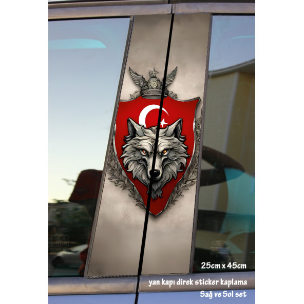 bozkurt ayyılıdzlı - yan kapı direk kaplama folyosu - 2 adet sol sağ sticker set