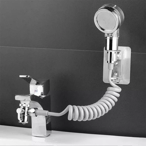 2 in 1 Spiral Hortumlu Haraketli Lavabo Duş Başlığı