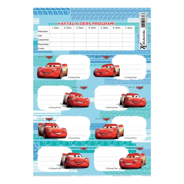 Keskin Color Ders Programlı 3 lü Okul Etiketi Cars (220130-33) - 3