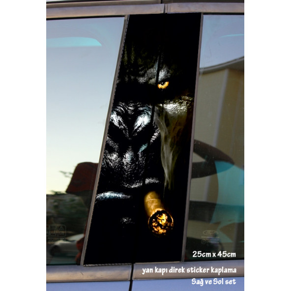 maymun goril - yan kapı direk kaplama folyosu - 2 adet sol sağ sticker set