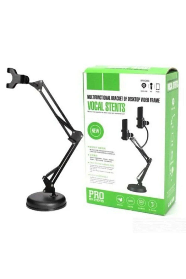 Teleskopik Masaüstü Tablet Telefon Tutucu Ayarlanır Katlanır Seviyeli Tutucu Siyah - 2