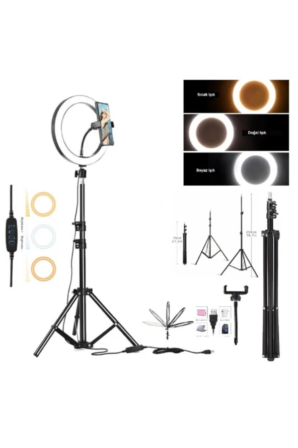 Halka Led Işık 14 İnç ve 2.1 Metre Tripod