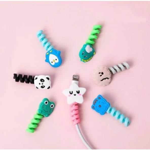 Mi7a Sevimli Kablo Koruyucu Şarj ve Kulaklık Kablo Koruyucu 4 Adet Gönderilecektir - 3