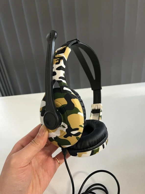 Kablolu Gaming Oyuncu Kulaklık Askeri Desenli - 2