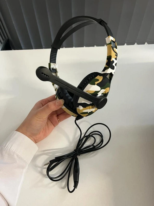 Kablolu Gaming Oyuncu Kulaklık Askeri Desenli - 3