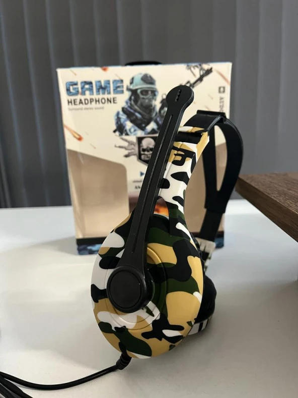 Kablolu Gaming Oyuncu Kulaklık Askeri Desenli - 4
