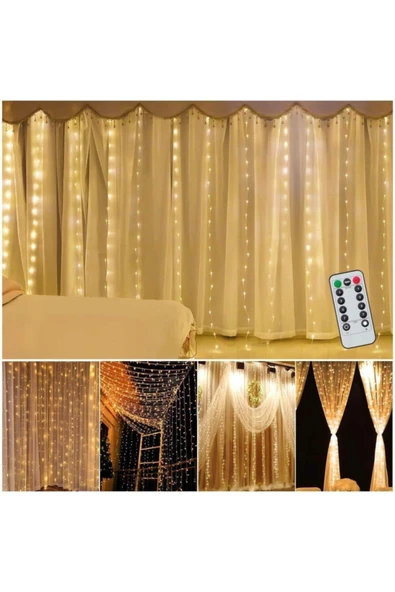 Hidz Perde Led- 3x3 Metre - 8 Fonksiyonlu - USB - Kancalı - 3