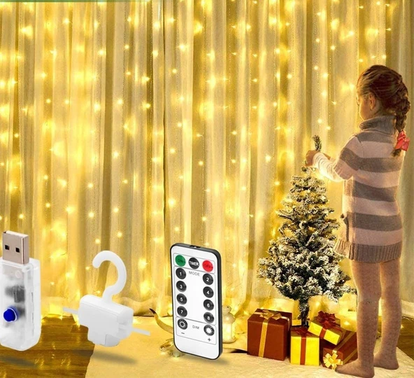 Hidz Perde Led- 3x3 Metre - 8 Fonksiyonlu - USB - Kancalı - 6