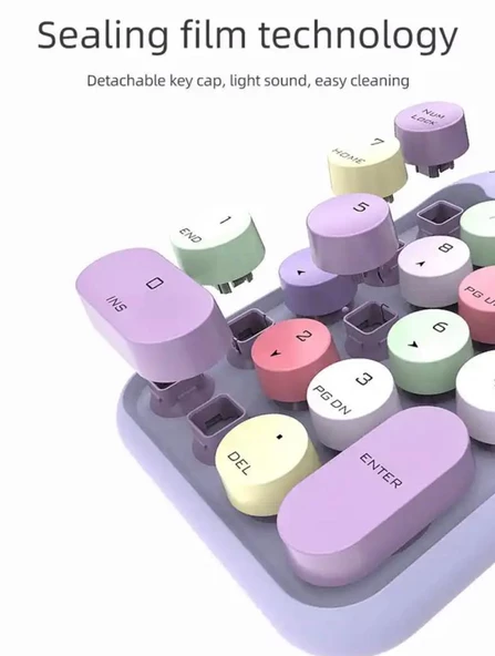 Kablosuz Retro Numpad 18 Tuşlu Numerik Muhasebe Ofis Klavyesi - 5