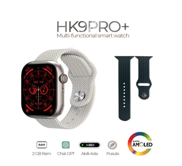 Hk9 Pro+ Plus Chat Gpt 2 GB Dahili Hafıza Dinamik Adalı Amoled Ekran Watch 9 Series Akıllı Saat