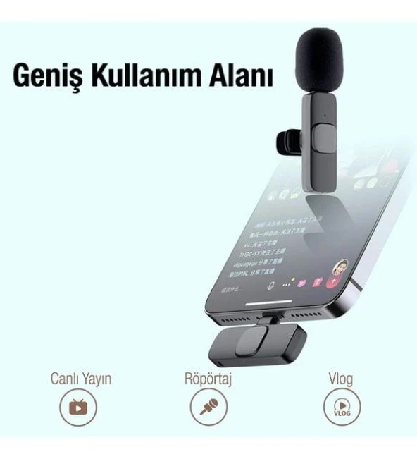 Lightning Iphone Uyumlu Kablosuz İkili Yaka Mikrofonu Youtube Facebook Tiktok Vlog Çekimi - 4