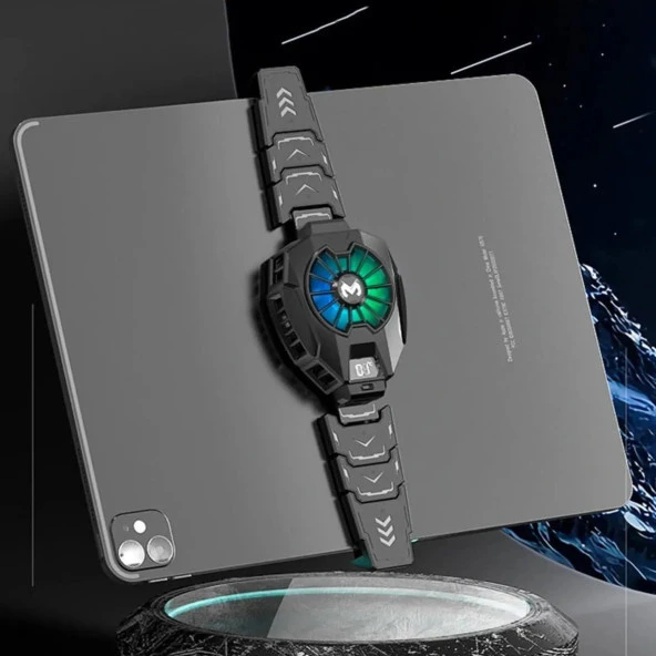 MEMO DL05 Dijital Göstergeli RGB Led Işıklı Gamer Oyuncu Telefon Ve Tablet Soğutucu - 4