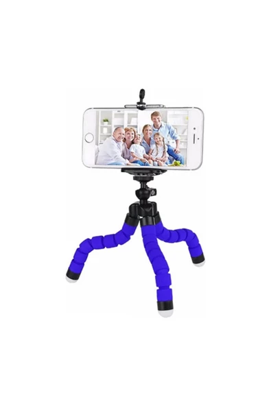 Süngerli Ahtapot Tripod Telefon Tutucu Mavi 27 cm - 2