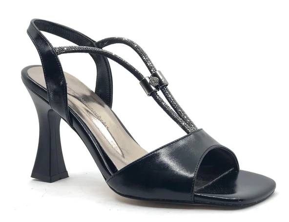 Feles V Çift Şerit Taşlı Kadın Topuklu Ayakkabı - Resim 4