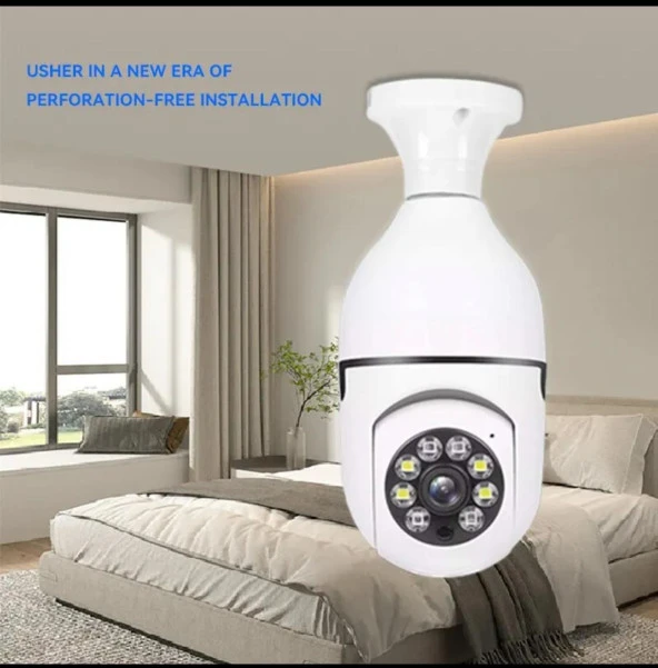 Ampul Kamera Harekete Duyarlı Gece Görüşlü Kablosuz Bebek Izleme Kamerası Güvenlik Akıllı Wifi 360hd - 5