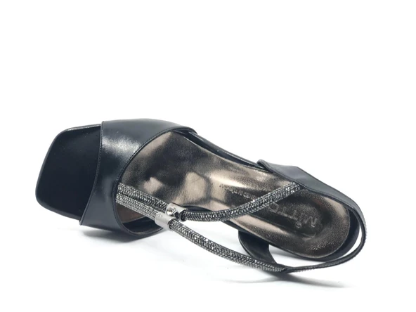 Feles V Çift Şerit Taşlı Kadın Topuklu Ayakkabı - Resim 8