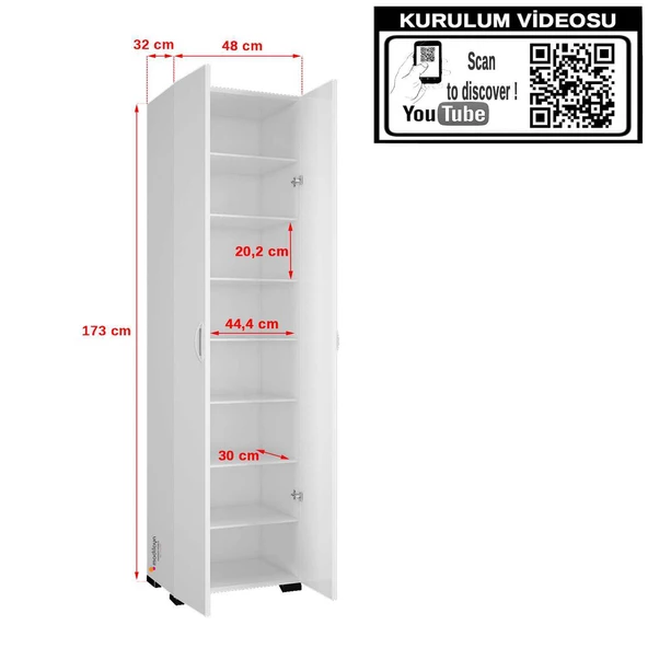 Modilayn FURKAN 8 Raflı Çok Amaçlı Dolap - 7