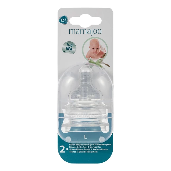 Mamajoo %0 BPA Silikon Biberon Emziği İkili L No.3 12 ay+