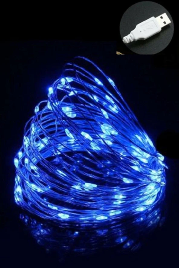 HİDZ Tel Led Işık 10 Metre Usb Girişli Mavi