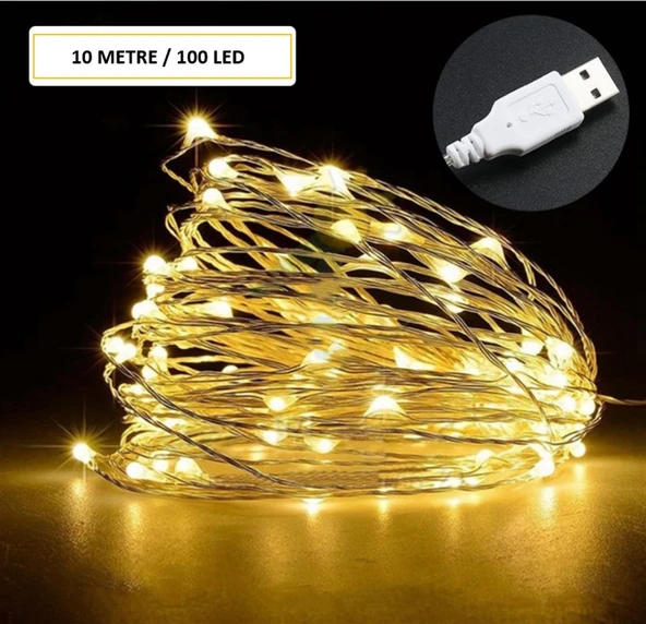 Hidz Tel Led Işık 10 Metre Usb Girişli Sarı