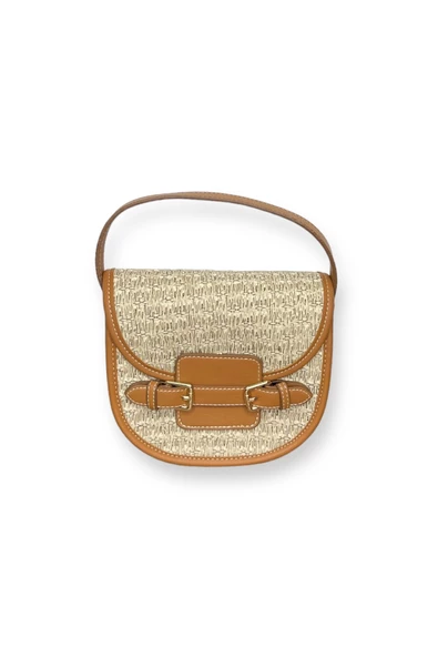 Me-vo Kadın Kahverengi Renkli Hasır Desenli El ve Omuz Çantası ürün görseli