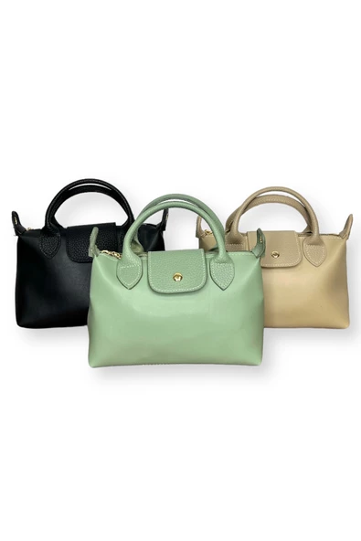 Me-vo Kadın Siyah Renkli Mini PU Deri El Çantası - Resim 3