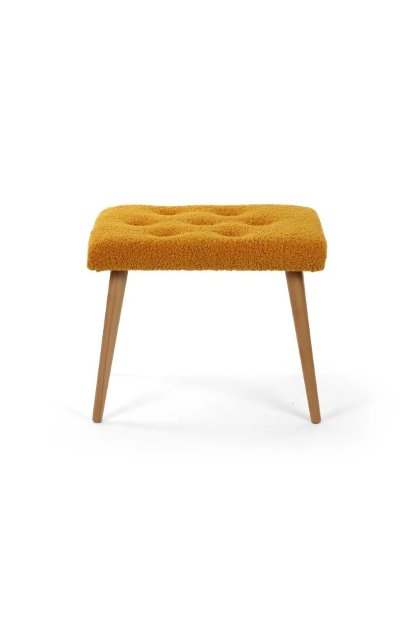 messline -ahşap Ayaklı Dekoratif Teddy Puf Bench Makyaj Sandalyesi - Resim 3