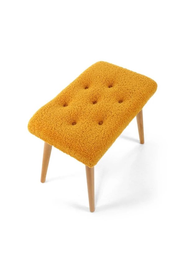 messline -ahşap Ayaklı Dekoratif Teddy Puf Bench Makyaj Sandalyesi - Resim 4