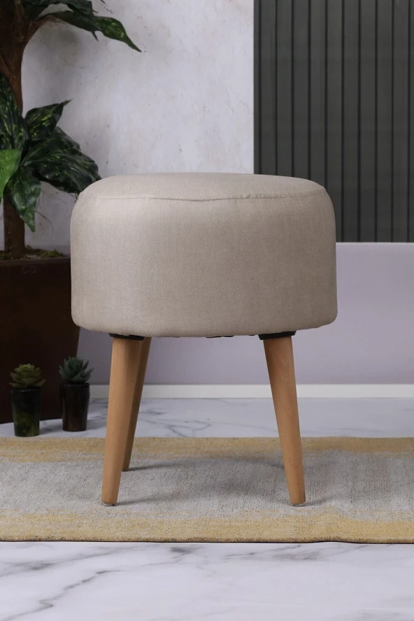 PufyHome 4 Ayaklı Krem Doğal Çok Amaçlı Rahat Puf Koltuk - 4