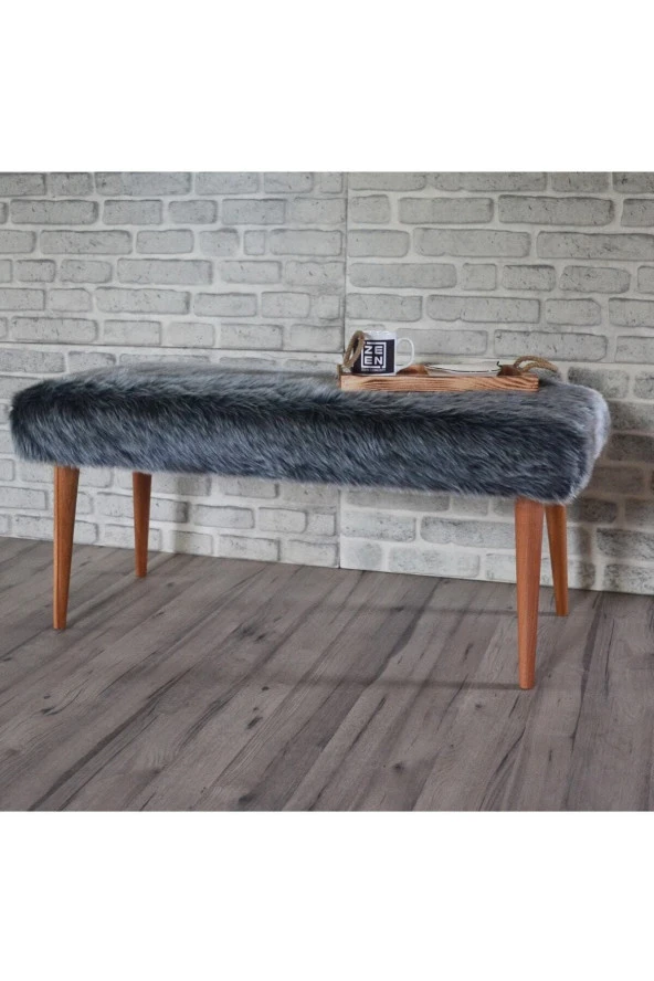 Sanal Mobilya Retro Bench Antrasit Peluş