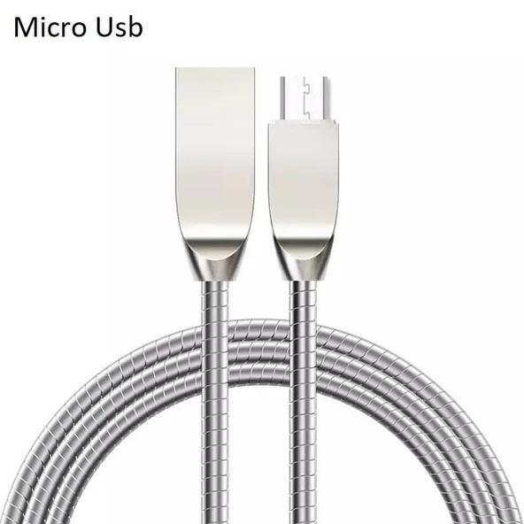 Yaylı Metal Hızlı Dayanıklı Micro Usb Şarj Kablosu