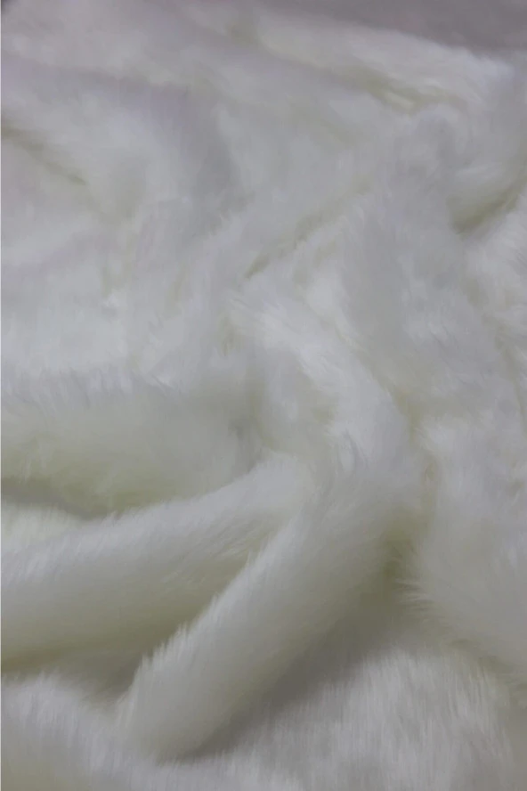 Hanedan Kumaş Beyaz Yumuşak Ve Uzun Tüylü Peluş Kürk Kumaş - 2