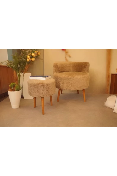 BEYLERBEYİ Çay Seti Tekli Koltuk Berjer Ve Puf Takımı (salon, Balkon, Ofis) 2 li Takım - 4