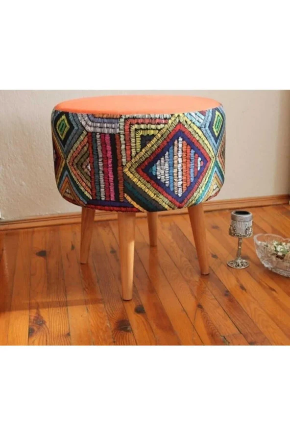 BEYLERBEYİ Gürgen Ahşap Ayaklı Dekoratif Yuvarlak Puf&tabure Bench Koltuk Bahçe sandalyesi ,tabure