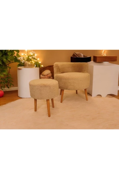 BEYLERBEYİ Çay Seti Tekli Koltuk Berjer Ve Puf Takımı (salon, Balkon, Ofis) 2 li Takım - 2