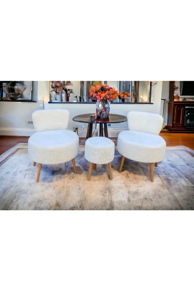 BEYLERBEYİ Çay Seti Ikili Koltuk Berjer Ve Puf Takımı (salon, Balkon, Ofis) 3 Lü Takım - 2