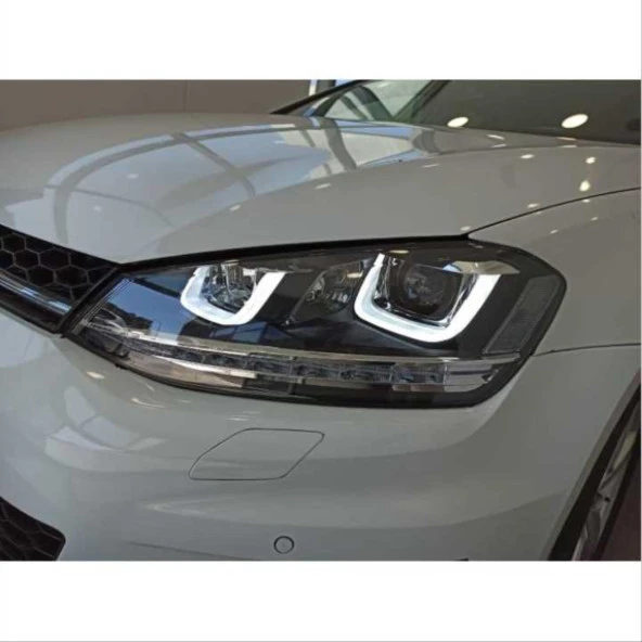 GOLF 7 IÇIN UYUMLU U LED FAR SILVER HAREKETLI - Resim 3