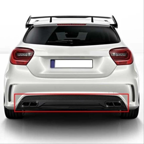 W176 12-15  A45 DIFÜZÖR  & EGZOZ SETI  (PARLAK SIYAH) - SIYAH EGZOZ ILE (AMG PAKET İÇİN ) - Resim 2