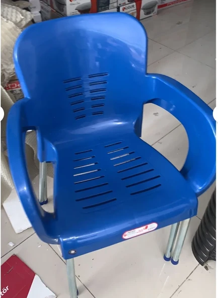hesapli 4 Adet Metal Ayaklı Plastik Sandalye Mavi - Resim 2