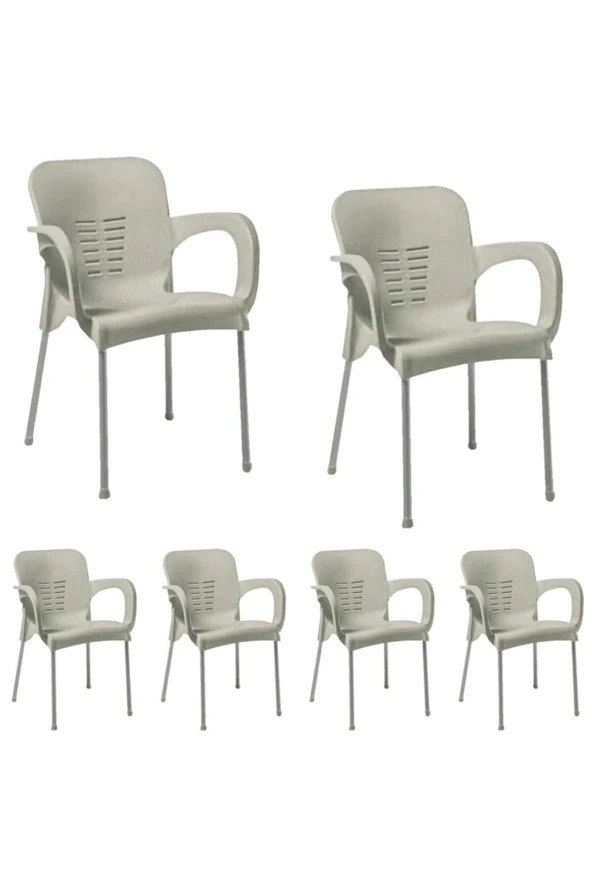nar sokağı 6 Adet Metal Ayaklı Plastik Sandalye Koltuk 6'lı Set