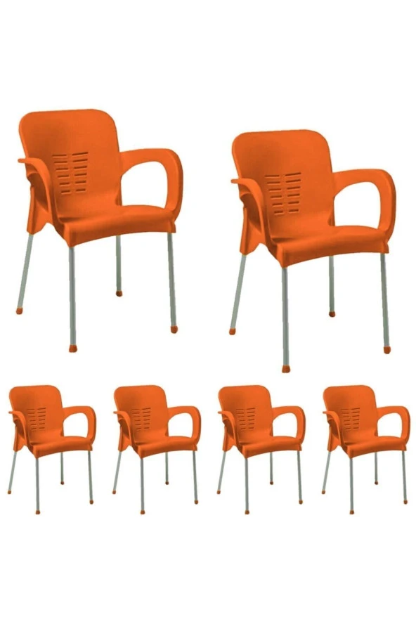 nar sokağı 6 Adet Metal Ayaklı Plastik Sandalye Koltuk 6'lı Set