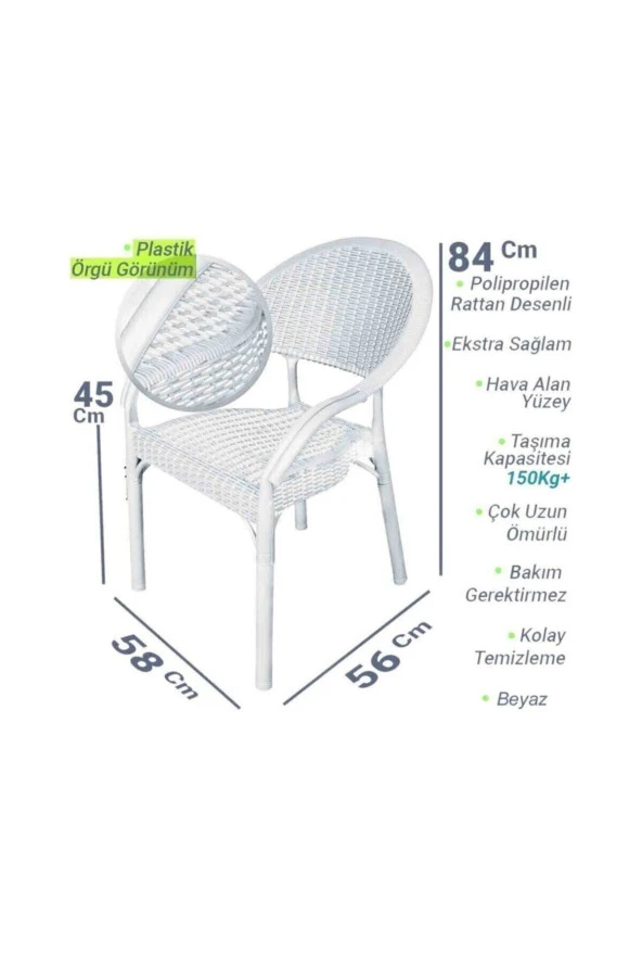 hesapli Rattan Bambu Koltuk - Plastik Bahçe Sandalyesi 4 Adet - Resim 4