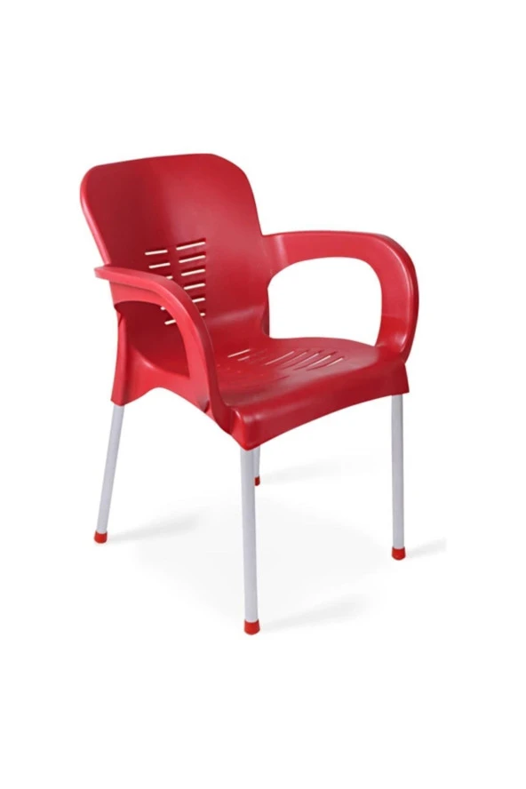 hesapli 4 Adet Metal Ayaklı Plastik Sandalye Kırmızı - 3