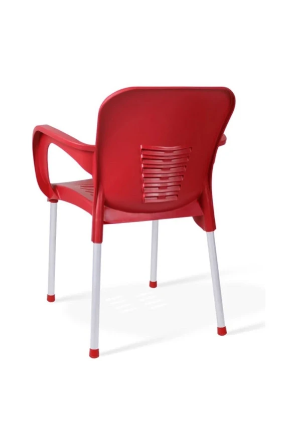 hesapli 4 Adet Metal Ayaklı Plastik Sandalye Kırmızı - 4