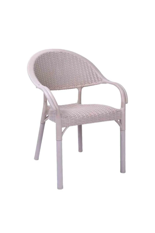 hesapli Rattan Bambu Koltuk Bej- Plastik Bahçe Sandalyesi 6 Adet - Resim 2