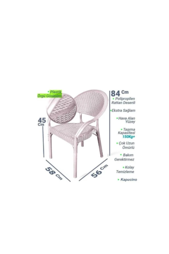 SAZLIK Capissi Spor Rattan Bambu Koltuk (beyaz) - Resim 4